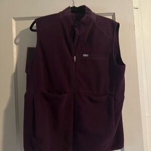 Figs Women's Sleeveless Fleece Vest in Deep Plum